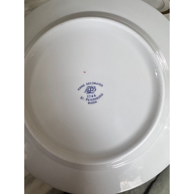 Late 20th Century Lomonosov Cobalt Blue & Gold Rim Salad / Dessert Plates - Set of 6 For Sale - Image 10 of 12