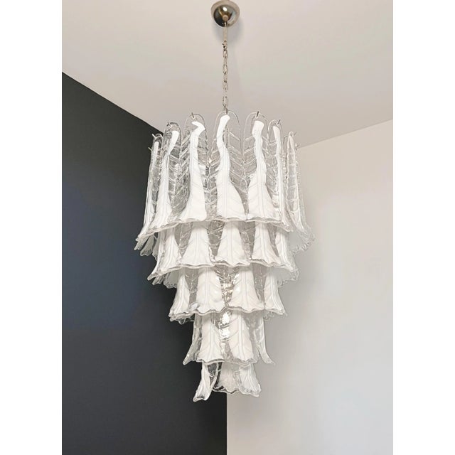Glass Vintage Italian Murano Chandelier in the style of Mazzega, 1990s For Sale - Image 7 of 18