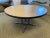Vintage mid century modern round conference room table with laminate top and metal base , can be used as a kitchen table...