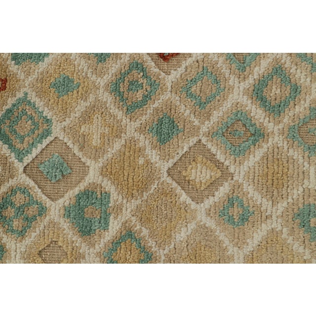 Rug & Kilim’s French Art Deco Style Rug in Beige-Brown & Blue Geometric Patterns For Sale In New York - Image 6 of 7