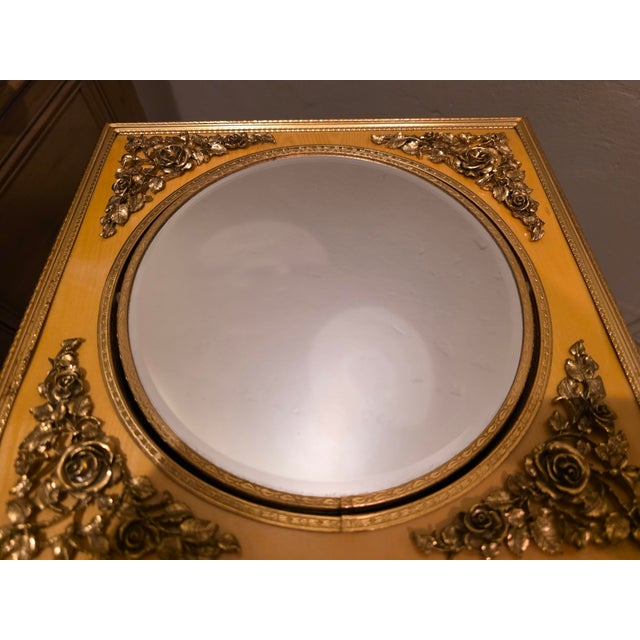 Mid Century Gold Vanity Table Mirror French Ornamentation Reversible For Sale - Image 11 of 15
