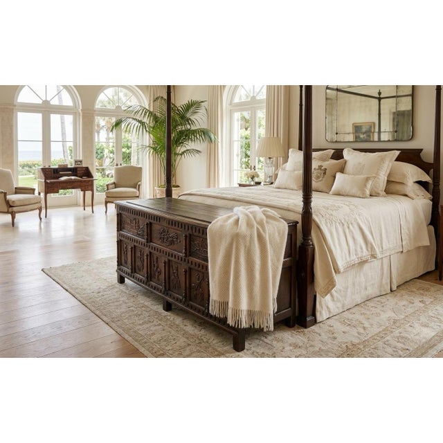 1970s English Carved Oak Coffer With Knight & Castle Motifs For Sale - Image 12 of 12