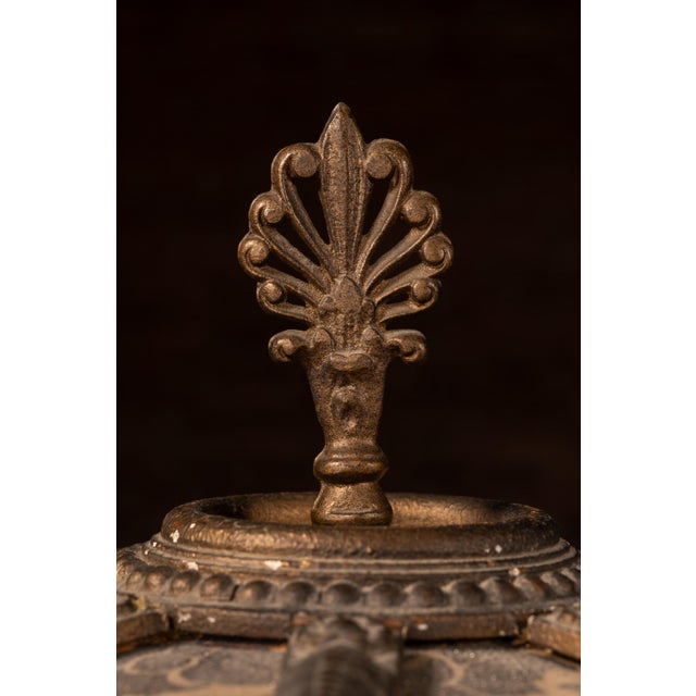 Gold Antique Bronze Floor Lamp With Fringed Shade For Sale - Image 8 of 11