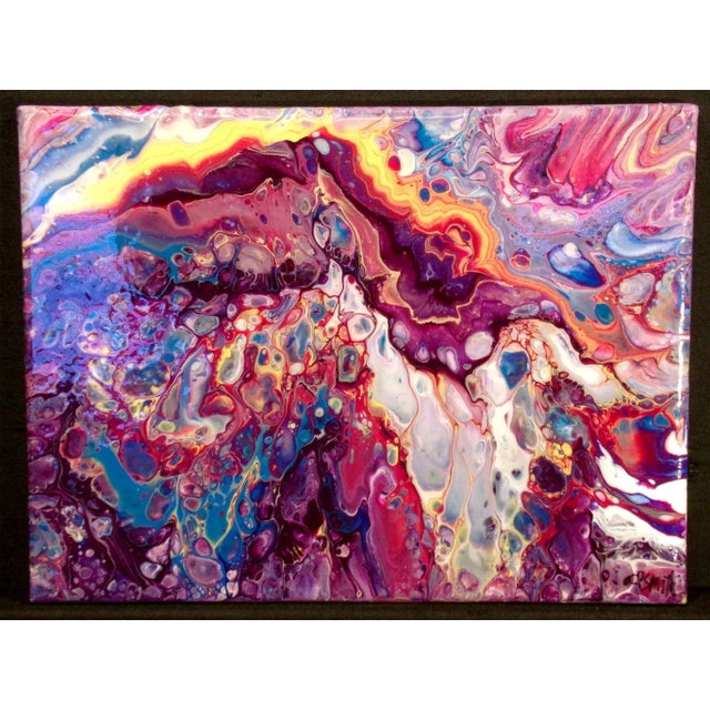 Untitled unframed original acrylic & mixed media painting on stretched canvas. Hand signed by the artist. Canvas Size: 9"...