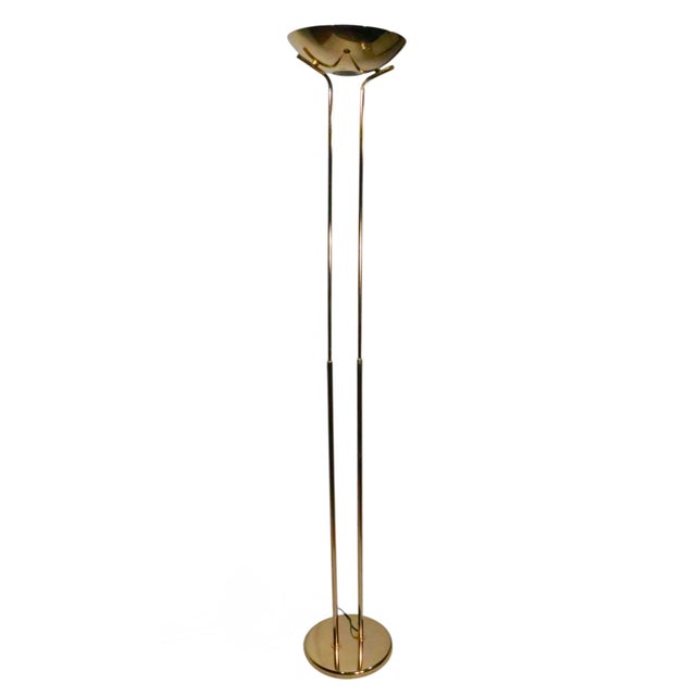 1980s Hollywood Regency Art Deco Revival Halogen Torchiere Uplight Floor Lamp For Sale - Image 14 of 17