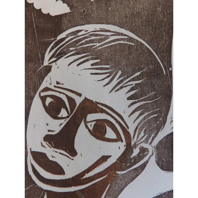 Herman Volz Postmodern Expressionist Woodcut Print For Sale - Image 4 of 6