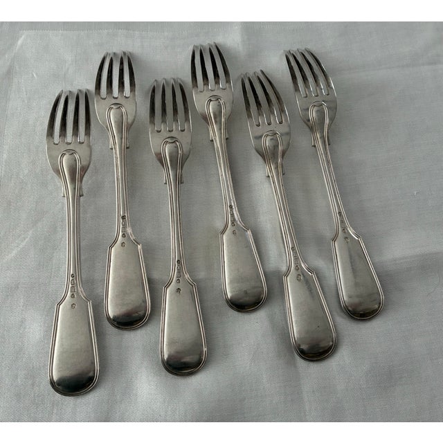 Antique French 950 Sterling Silver Dinner Forks - Set of 6 For Sale - Image 9 of 10