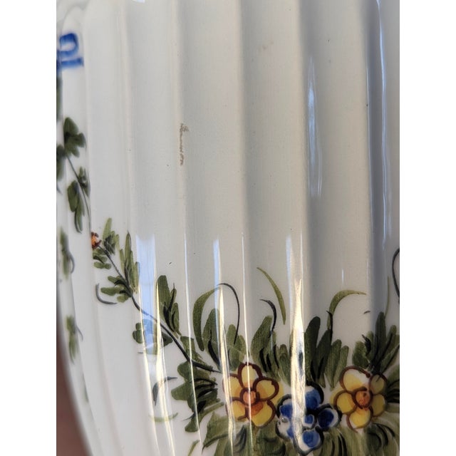 Vintage Italian Hand Painted Porcelain Footed Vase For Sale - Image 11 of 12