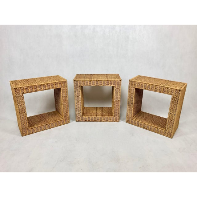 Vintage Wicker Wall Shelves, 1970s, Set of 3 For Sale - Image 4 of 14