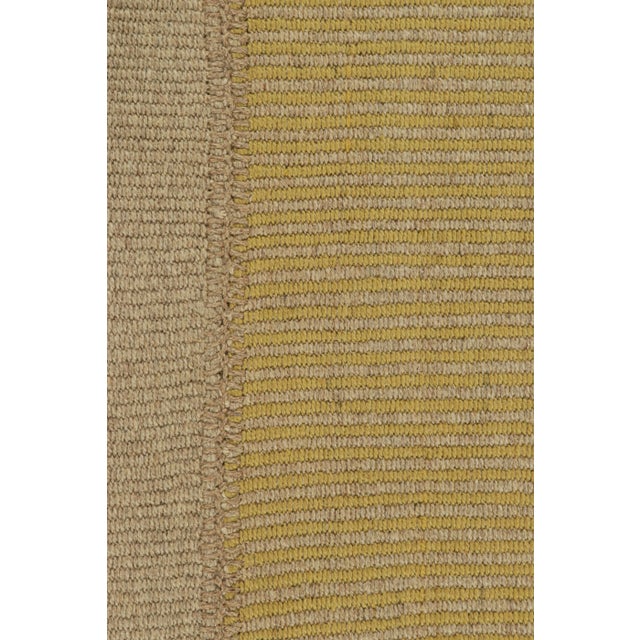 Contemporary Rug & Kilim’s Contemporary Kilim in Beige and Gold Textural Stripes For Sale - Image 3 of 7