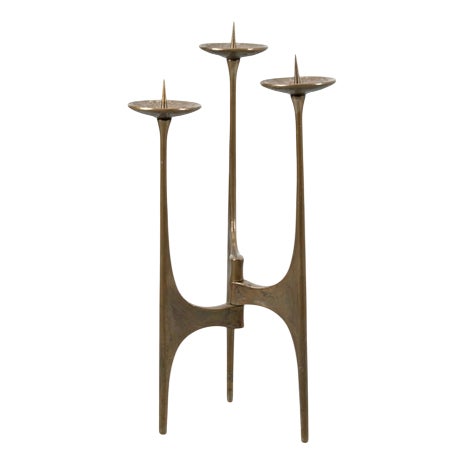 Large Bronze Candleholder, 1960s For Sale