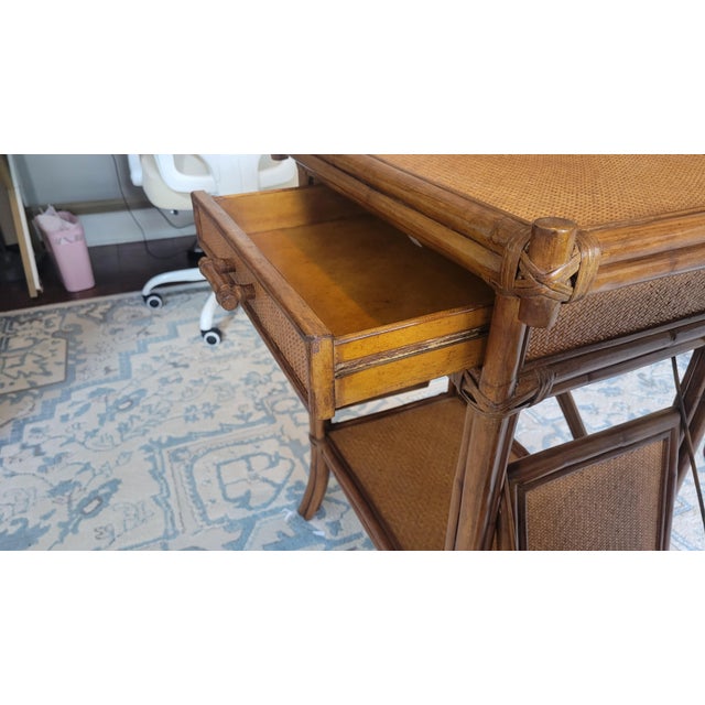 1970s Vintage British Colonial Rattan Side Tables – Pair For Sale - Image 5 of 18