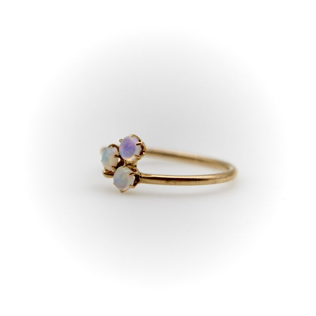 Late 19th Century Late 19th Century Victorian 14k Gold Opal 3-Leaf Clover Ring, Size 5.25 For Sale - Image 5 of 9