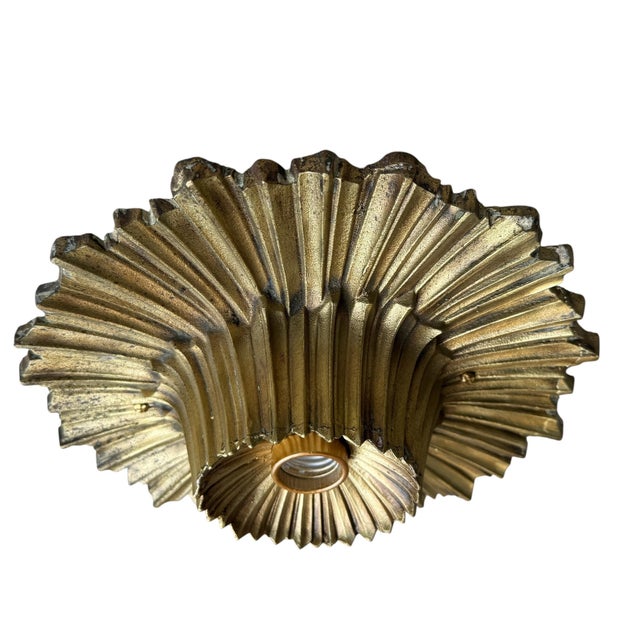 Pair of Early 20th Century American Art Deco Brass Flush-Mount Fixtures For Sale - Image 4 of 14