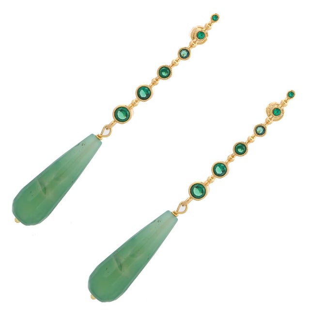 Contemporary Mystic Energy Jade Teardrop Earrings, A Pair For Sale - Image 3 of 8
