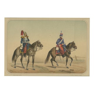 José Rubio Y Villegas, Cuirassier and Lancer, 1861, Lithograph For Sale