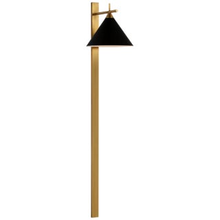 Kelly Wearstler for Visual Comfort Signature Cleo 56" Statement Sconce in Antique-Burnished Brass with Matte Black Shade For Sale