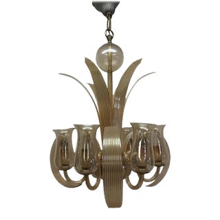 Czechoslovakian Art Deco Glass Chandelier, 1930s For Sale