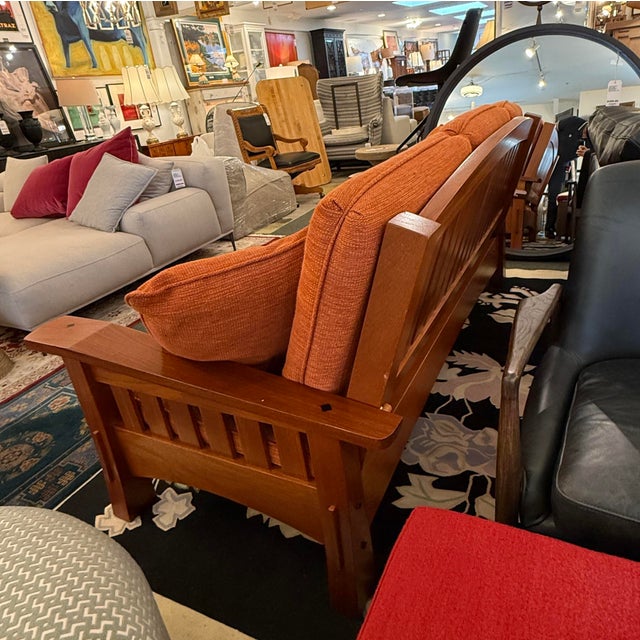 Burnt Orange Berkeley Mills Arts & Crafts Sofa For Sale - Image 8 of 12