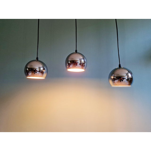 Space Age Eyeball Pendant Lights in Chromed Metal, 1970s, Set of 3 For Sale - Image 13 of 16