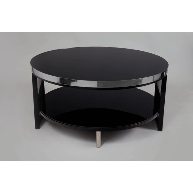 Small Art Deco Black Glass and Chrome Coffee Table, 1930s For Sale - Image 4 of 4