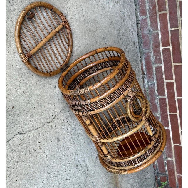 Vintage Boho Chic Bamboo and Rattan Birdcage For Sale - Image 10 of 11