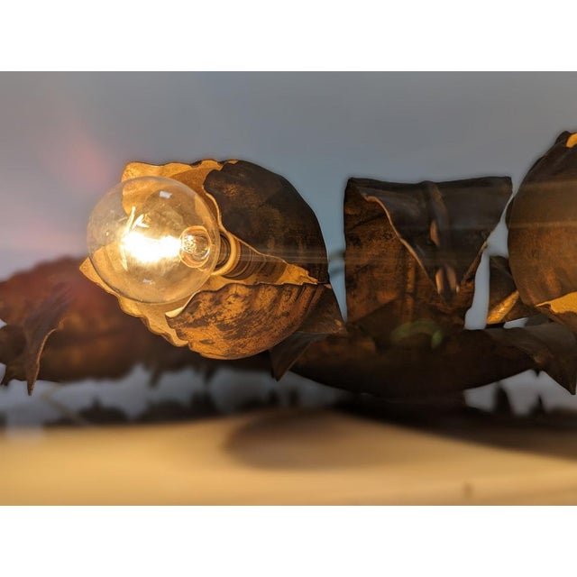 Large Gilt Floral Sun Lamp, 1950s For Sale - Image 9 of 11