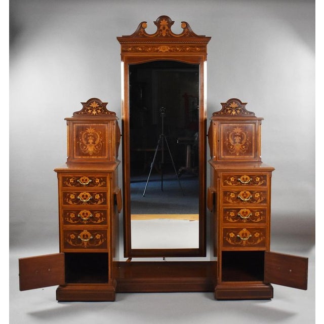 Victorian Marquetry Inlaid Dressing Table from Edwards & Roberts, 1885 For Sale - Image 12 of 14