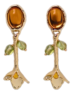 Flora Earrings With Leaves, A Pair