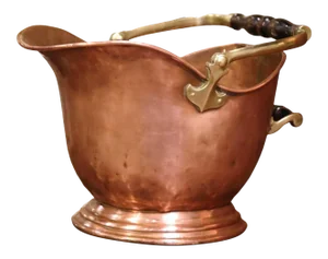 19th Century English Victorian Copper and Brass Coal Bucket