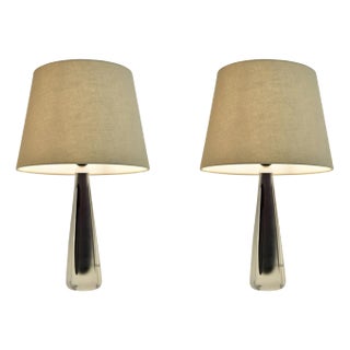 Doublecoated Frosted Glass Purple Core Table Lamps by Kosta, Sweden, Set of 2 For Sale