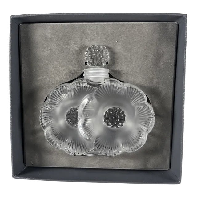 Vintage Flower Lalique Crystal Bottle by René Lalique, 1990s For Sale