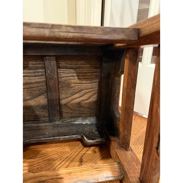 Antique Chinese Hardwood Elm Low Side Table / Stool For Sale - Image 14 of 17