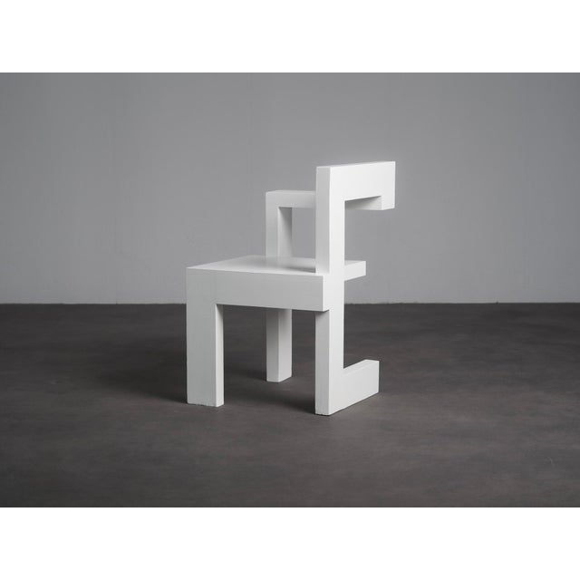 Gerrit Rietveld Vintage Dutch Asymmetrical Wooden Chair by Gerrit Thomas Rietveld, 1970s For Sale - Image 4 of 9