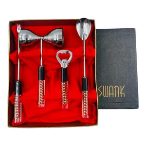 Mid 20th Century Swank Gold Chain-Handle Bar Tool Set- 4 Pieces