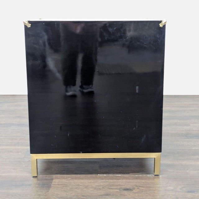 2000 - 2009 Chic Home Arezzo Black 3-Drawer Dresser/Nightstand With Gold Accents and Modern Legs, Attributed For Sale - Image 5 of 8