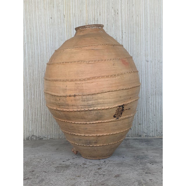 18th Century Large 41´ Terracotta Ribbed Vessel, Vase, Planter with Low Tap For Sale - Image 16 of 18