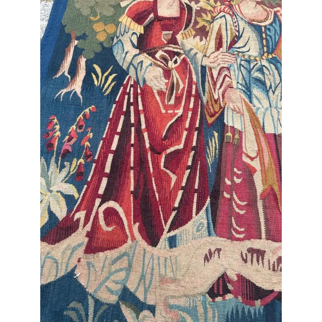 1920s Mid-Century French Medieval Style Aubusson Tapestry, 1920s For Sale - Image 5 of 18
