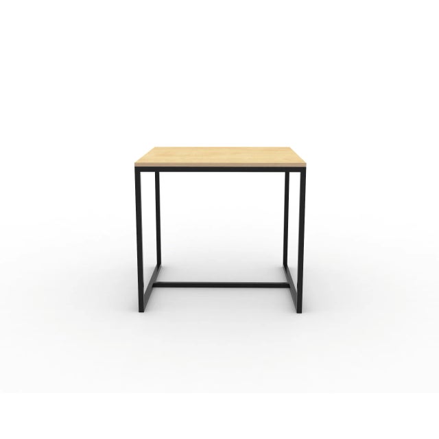 This wooden table has a steel structure. The table top is made of solid wood veneered in maple on 22mm phenolic glued...
