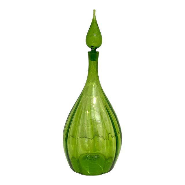 Vintage Blenko Green Decanter, Designer: Myers For Sale