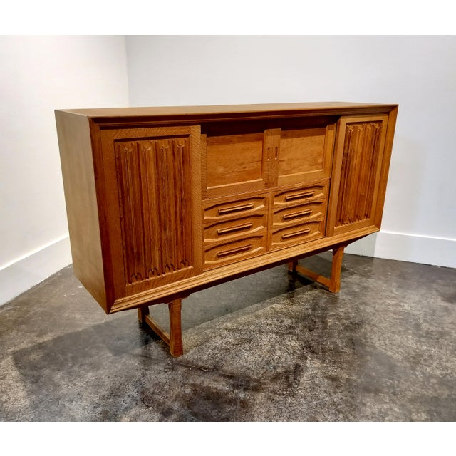 Mid Century Scandinavian Danish Brutalist Oak Sideboard by Henning Kjaernulf For Sale In Dallas - Image 6 of 12