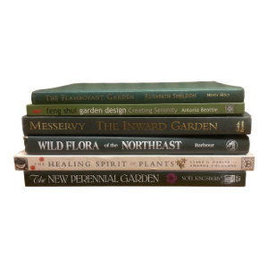 Curated Garden & Botanical Book Stack in Layered Greens