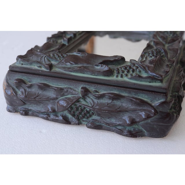 1970s Vintage Mexican Art Nouveau Faux Wood Trinket Box With Mirror Lid For Sale - Image 5 of 8
