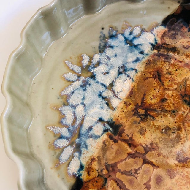 Late 20th Century Two Toned Studio Pottery Quiche Dish For Sale - Image 5 of 7