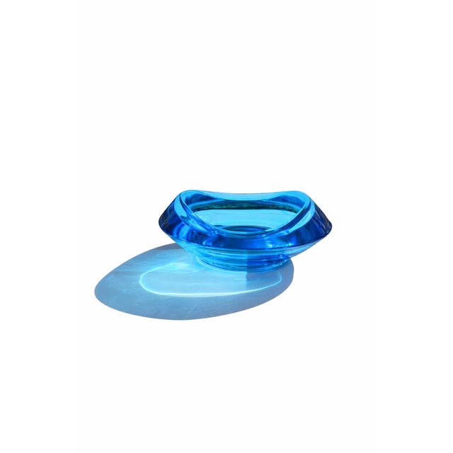 Glass ashtray designed by Rudolf Jurnikl for Sklo Union in Czechoslovakia during the 1960s. Turquoise blue, in very good...