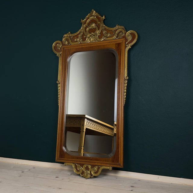 Large Vintage Wooden Wall Mirror, Italy, 1950s For Sale - Image 14 of 18