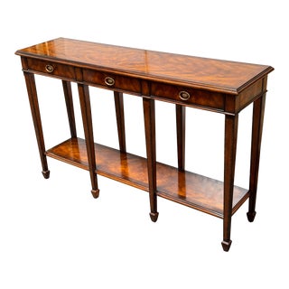 Theodore Alexander Classic Burlwood Banded Console For Sale
