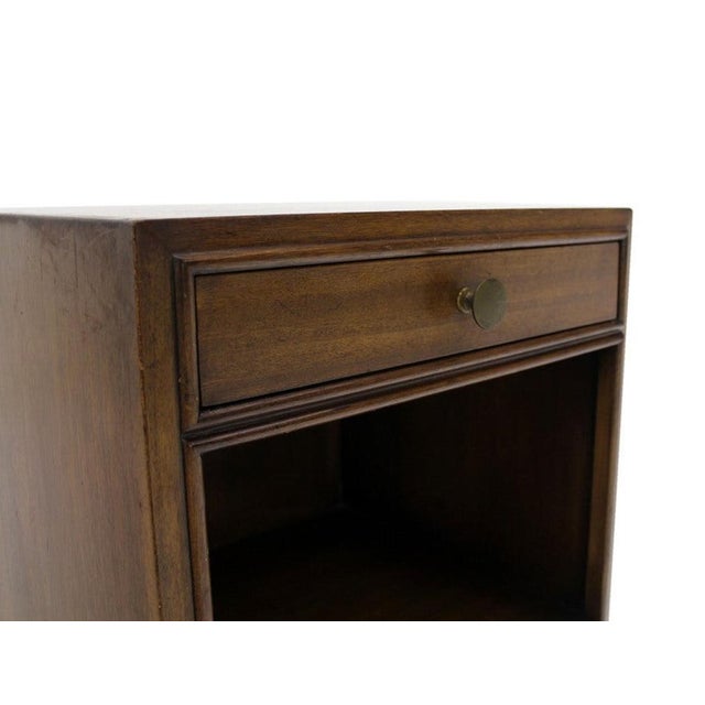 Pair Johnson One Drawer Espresso Mid Century Modern Walnut NightStands End Tables MINT!