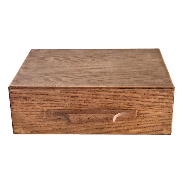 Vintage Arts and Crafts Style Oak Wood Desktop Drawer Cabinet For Sale