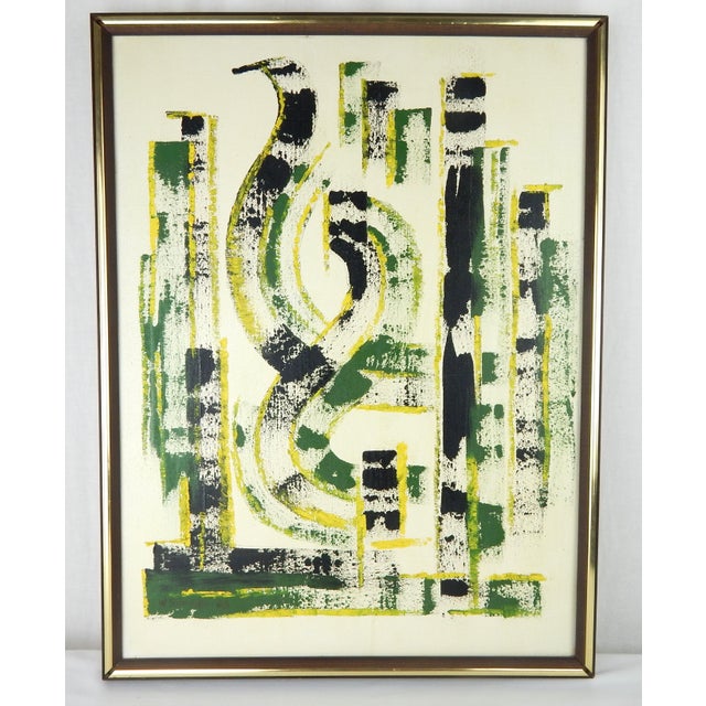 Mid-Century Modern Abstract Expressionist Oil Painting on Canvas, W. Schnulle, 1968, Framed For Sale - Image 3 of 11